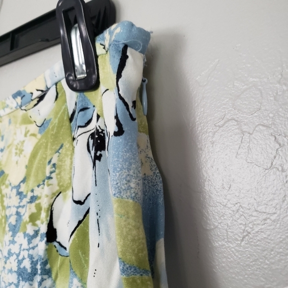 Emma James Size 8 Midi Skirt Blue Green Yellow Floral Pleated Ruffle Grandmacore - Picture 6 of 6